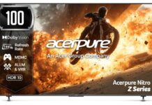 Acerpure introduces massive 100-inch Nitro Z Series QLED TV in India.